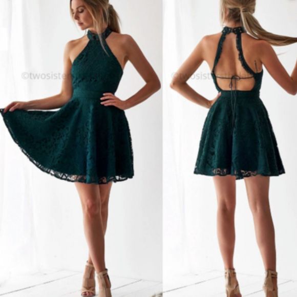Two Sisters The Label Dresses & Skirts - Crochet Lace Open Back Spence Dress Emerald Green